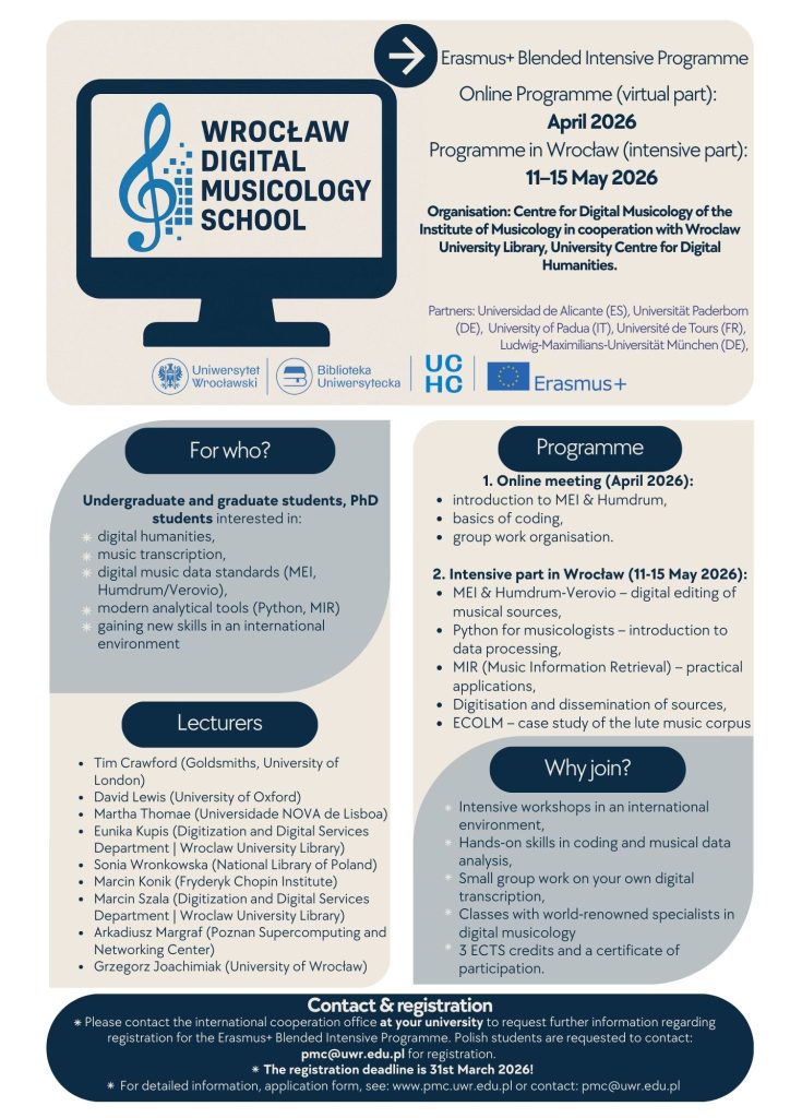 Broszura Wrocław Digital Musicology School